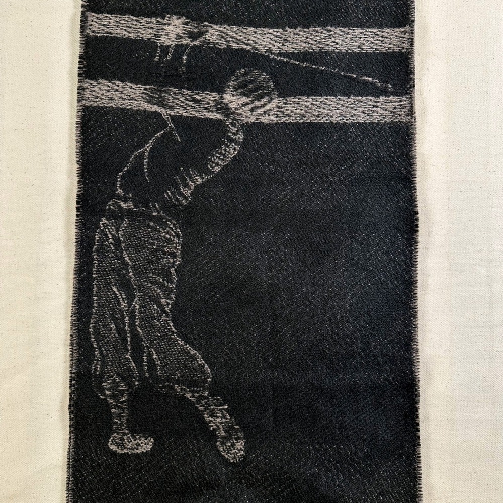 Share Lyon-New York Vintage Wool Scarf Made in France Black Golfer Graphic
